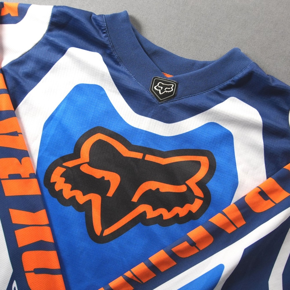 Fox Racing Motocross Long Sleeve Men Jersey XL Blue Orange Performance BMX Moto